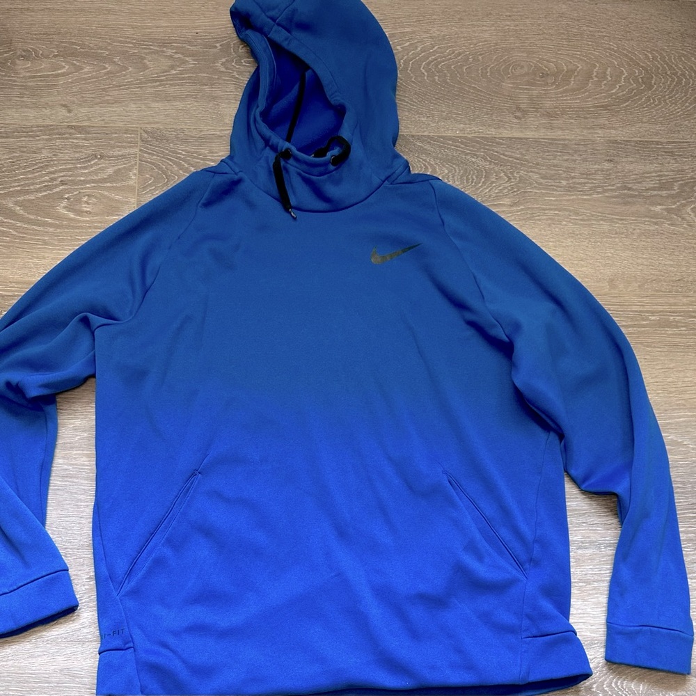 Nike Men's XL Dri-FIT Blue Pullover Hoodie - Lightweight and Comfortable